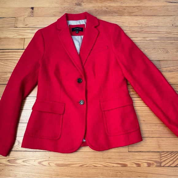 Talbots Bright Red Wool-Blend Notch Lapel Blazer - Picture 2 of 11